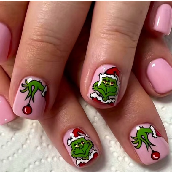 Christmas Grinch Press On Nails - Picture 1 of 7